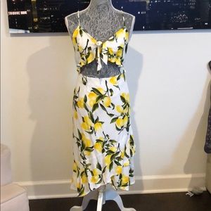 Lemon Printed Cut Out Dress